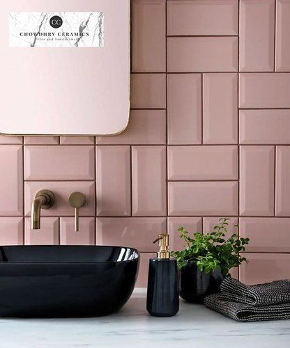 Subway Tile Design, Topps Tiles, Downstairs Toilet, Pink Tiles, Pink Bathroom, Metroid, Shower Room, Cheap Home Decor, Bathroom Renovation