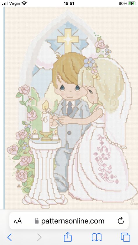 Kids Apron Pattern Free, Child Apron Pattern, Precious Moments Wedding, Apron Pattern Free, Wedding Cross Stitch, Aprons Patterns, Kids Apron, Precious Moments, Cross Stitch Embroidery