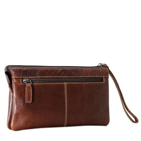 Voyager Zippered Wristlet Clutch #7723 Brown Back Cards Business, Membership Card, Ladies Clutch, Wristlet Clutch, Buffalo Leather, Leather Wristlet, Leather Clutch, Leather Top, Credit Cards