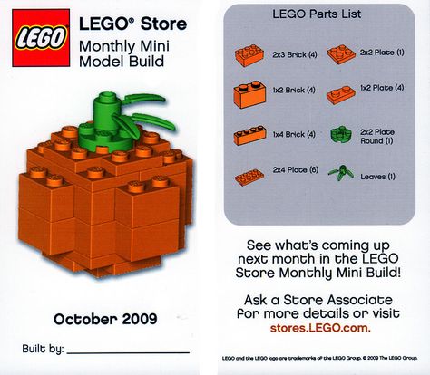 Pumpkin Parts, Lego Pumpkin, Lego Storage Organization, Easy Lego Creations, Used Legos, Lego Halloween, Lego Challenge, Lego Building Instructions, Lego Club