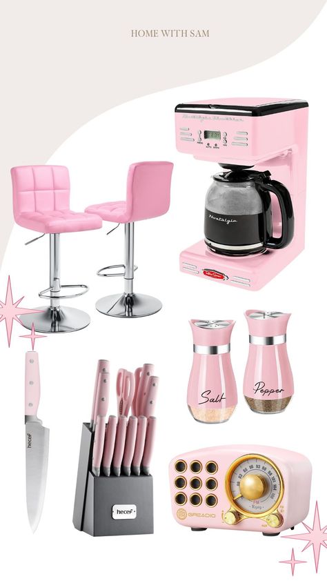 Pink retro kitchen appliances, retro aesthetic, retro kitchen decor, retro kitchen ideas vintage 1950s, retro decorations, vintage decor, vintage kitchen ideas, vintage kitchen aesthetic, pink kitchen aesthetic, pink kitchen appliances, pink kitchen decor, mid-century modern kitchen Retro Kitchen Ideas Vintage, Pink Microwave, Pink Retro Kitchen, Pink Kitchen Appliances, Retro Pink Kitchens, Pink Kitchen Decor, Kitchen Decor Apartment, Non Toy Gifts, Stocking Stuffers For Men