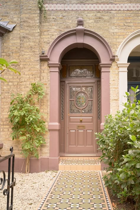 evoke projects ltd victorian property renovation Victorian Terrace Pathway, Front Garden Tiles Victorian Terrace, Victorian Terrace Exterior Paint, Victorian Front Steps, Victorian House Front Door, Victorian Pathway Tiles, Victorian House Facade, Victorian Terrace Front Door, Victorian House Exterior Uk