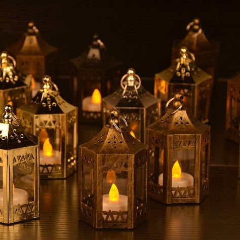 zkee Mini Star Lantern with Flickering LED,Battery Included,Decorative Hanging Lantern,Christmas Decorative Lantern,Indoor Candle Lantern,Battery Lantern Indoor Use, （Set of 8,Golden Brushed） #amazon #diwali #decor Decorative Lanterns Indoor, Decorate Lantern, Hampers Idea, Battery Lantern, Ramadan Karim, Led Tea Light Candles, Star Lantern, Mini Lanterns, All Is Bright