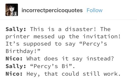 Percy’s bi Percy Jackson Bi, Percy Jackson Sick Headcanon, Fandom Crossover Percy Jackson, Trans Percy Jackson, Trials Of Apollo Funny Memes, Zio Rick, Team Leo, Magnus Chase, Percy Jackson Memes