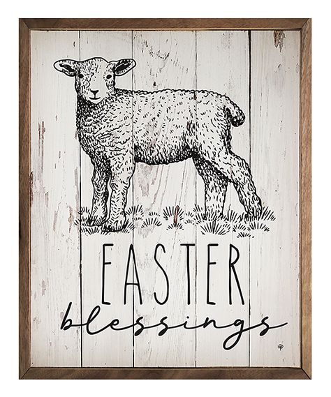 Brown & Ivory 'Easter Blessings' Wood Wall Sign. A lamb graphic adds adorable style to this rustic wood wall sign. Full graphic text: Easter blessingsWoodReady to hangMade in the USA Tall Wall Art, Arched Wall Decor, Daisy Wall Art, Bunny Wall Art, Lamb Decorations, Rustic Wood Walls, Easter Blessings, Rustic Frames, Paint Background