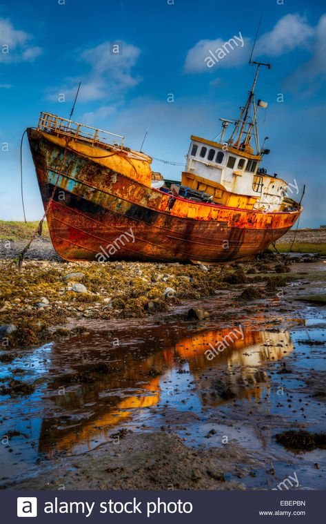 Ghost Ship Art, Fishing Ship, Old Fishing Boat, Faroe Islands Travel, Sailboat Photography, Cloudy Blue Sky, Boat Illustration, Working Boat, Old Fisherman