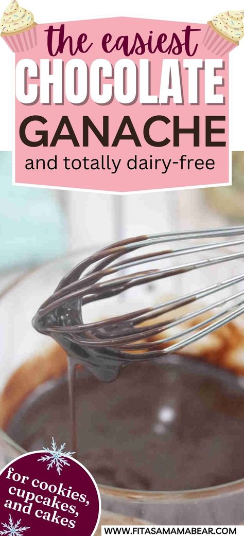 Makes desserts better by learning how to make dairy-free chocolate ganache. Shiny, smooth, and perfect for cakes, cookies, and bars. @fitasamamabear Dairy Free Ganache, Dairy Free Icing, Chocolate Glaze Recipes, Easy Chocolate Ganache, Cookies And Bars, Chocolate Ganache Glaze, Cookie Glaze, Chocolate Ganache Cake, Glaze For Cake