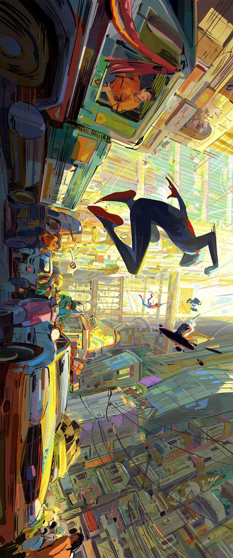 Spiderman Across The Spiderverse Concept Art, The Art Of Spiderverse, Spider Man Across The Spider Verse Scene, Spider Man Spiderverse Concept Art, Spiderman Across The Spider Verse Scenes, Movie Desktop Wallpaper Hd 1080p, Spiderman Across The Spider Verse Concept Art, Spiderverse Background Art, Spiderman Atsv Wallpaper