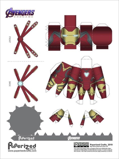 Iron Man Mark 85, Paperized Crafts, Avengers End Game, Paper Box Template, Iron Man Avengers, Anime Paper, Paper Toys Template, End Game, Papercraft Printable