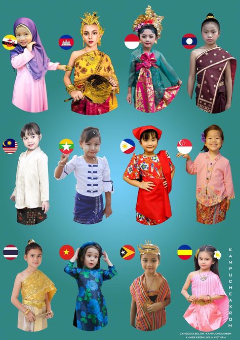 United Nation Costume Ideas, United Nations Costume For Kids, Costume Diy Kids, United Nations Costume, Multicultural Education, Base Tutorial, Thailand National Costume, United Nations Day, Bahay Kubo