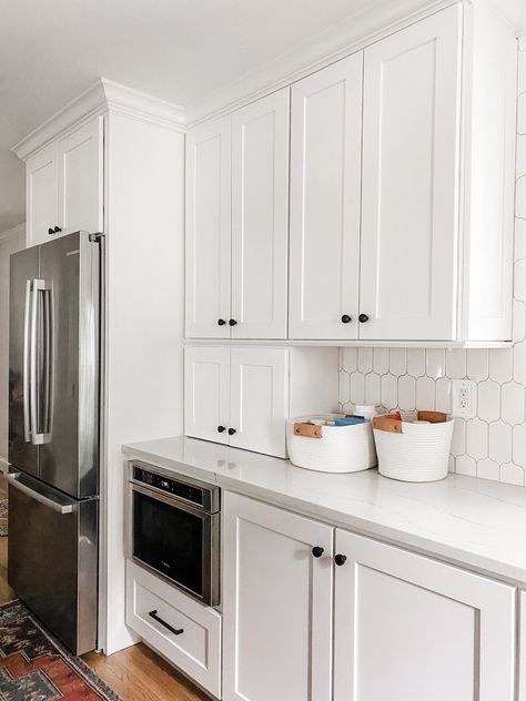 Hide Small Kitchen Appliances, Hidden Appliance Cabinet, Appliance Garage Cabinet, Kitchen Appliance Garage, Hide Appliances, Trendy Farmhouse, Shower Combo, Kitchen Suite, Appliance Cabinet