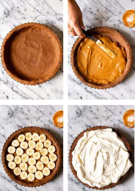 Easy Banoffee Pie Easy Banoffee Pie, Vegan Banoffee Pie, Banoffee Cheesecake, Banoffee Cake, Toffee Dessert, Banoffee Pie Recipe, Baking Recipes Pie, Banoffee Pie, Popular Desserts