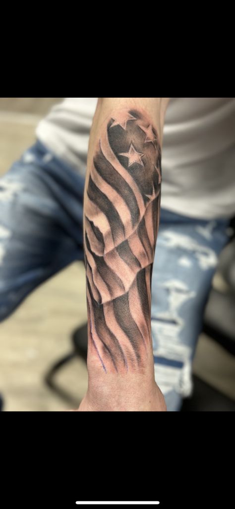 1776 Tattoos For Men, American Flag Tattoo Stencil, Usa Flag Tattoo, American Flag Tattoos, Lower Arm Tattoos, Patriotic Tattoos, Tattoo Filler, Inner Forearm, Elbow Tattoos