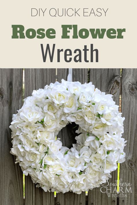 Flower Wreaths For Front Door, Flower Wreath Tutorial, Diy Summer Decor, Easy Rose, Easy Wreaths, Wreath Project, Diy Roses, Simple Rose, Wedding Wreaths