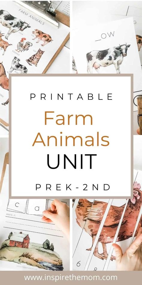 Printable Farm Animals, Farm Printable, Study Math, Kindergarten Units, Unit Studies Homeschool, Farm Unit, Science Literacy, Homeschool Preschool Activities, Preschool Units