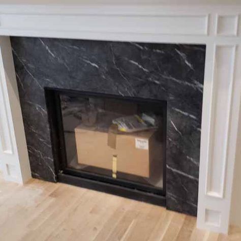 Alberta Marble & Tile Co. Ltd. on Instagram: “Honed this beautiful Grigio Carnico Marble Fireplace Surround on site as the client preferred a matte finish. #marble #fireplace #onepiece…” Black Marble Fireplace Ideas, Black Marble Fireplace Surround, Black Tile Fireplace Surround, Marble Tile Fireplace, Black Marble Fireplace, Black Fireplace Wall, Marble Fireplace Surround, Black Fireplace, Black Tile