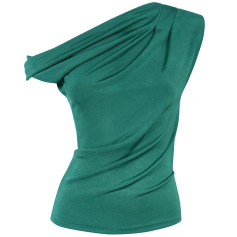 A seductive twisted drop shoulder detail in this beautiful timeless jade green top. Easily paired with jeans or wide leg trousers for a smarter grown up look. The fabric has a good amount of stretch, recovery and hold.  All styles are made in the UK and are limited edition. Delicate machine wash at 30 degrees 95% Acetate 5% Elastane Wolf And Badger Fashion, Autumn Shopping, Emerald Green Top, Soft Dramatic, Green Outfit, Green Top, Dressy Tops, Green Tops, Less Is More