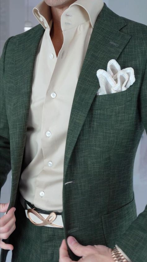 Hunter Green Lino Tweed 🥂 | Pinterest Casual Wedding Suit, Mens Suits Casual, Green Suit Men, Green Wedding Suit, Summer Suits Men, Stylish Mens Suits, Suits Casual, Outfits Stylish, Gents Kurta