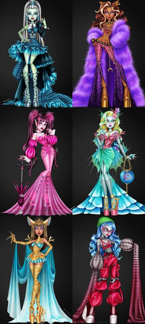 Monster High Prom Dresses, Monster High Dolls Drawings, Monster High X Bratz, Ghoulish Monster High, Monster High Siren, Monster High Monsters, Monster High Art Clawdeen, Monster High Abby X Heath, Monster High Sketchbook