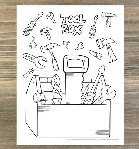 "This listing is for a 8.5\" x 11\" downloadable PDF file of Big Construction Tool Box coloring page! Everyone will love this Big Construction Tool Box! INSTANT DOWNLOAD! Please note: You will receive a digital PDF file after purchase- nothing will be mailed to you. All images are ©Copyright Erik DePrince . You may print and use the pages as many times as you like for personal use, but please do not use them commercially or resell the art or any part of the art. By purchasing and downloading the Tools Coloring Page, Toolbox Drawing, Tool Box Drawing, Construction Coloring Pages, Kids Tool Belt, Tool Drawing, Preschool Journals, Prek Crafts, Tools Theme