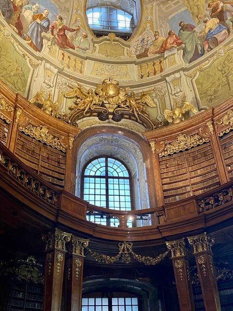 Baroque Library, Library Vienna, Gold Library, Queer Prom, Library Cafe, Library Aesthetic, Prom 2024, National Library, Painting Painting