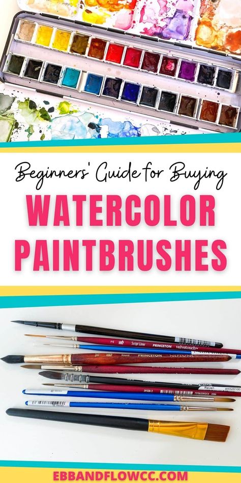 Understanding watercolor brush sizes can be so intimidating for beginners. Get tips for which brush sizes to buy when you're a new painter. Simple Art Tutorials, Sketchbook Easy, Business Typography, Art Ideas Sketches, Lettering Journal, Illustration Jewelry, Brush Sizes, Paint With Watercolors, Best Art Supplies