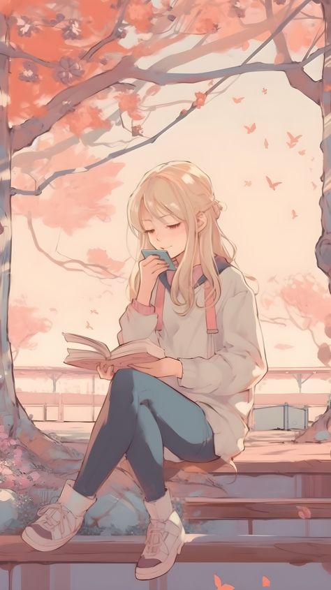 Anime Character Reading Book, Person Reading A Book Drawing Reference, Anime Reading Book Pose, Anime Reading Book Aesthetic, Girl Reading Drawing, Girl Reading Book Drawing, Reading A Book Pose, Reading A Book Pose Drawing, Outside Drawing