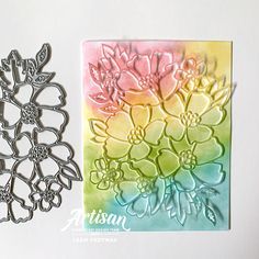 Stampin Up Supple Shimmer Paper, Stampin Up Many Layered Blossoms, Stencilled Cards, Stenciled Cards, Blossoms In Bloom, Card Making Stencils, Stencil Cards, Ornate Garden, Stencils Tutorials