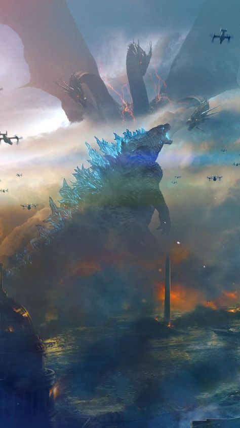 Godzilla Vs King Ghidorah, Godzilla King Of The Monsters, Godzilla 2, King Kong Vs Godzilla, Kong Godzilla, Images Emoji, Creature Fantasy, Godzilla Wallpaper, All Godzilla Monsters