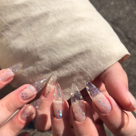 Aquarium Nails, Glass Nails Art, Trends Nails, Vintage Nails, Clear Nail, Transparent Nails, Casual Nails, Glass Nails, Summer Acrylic Nails