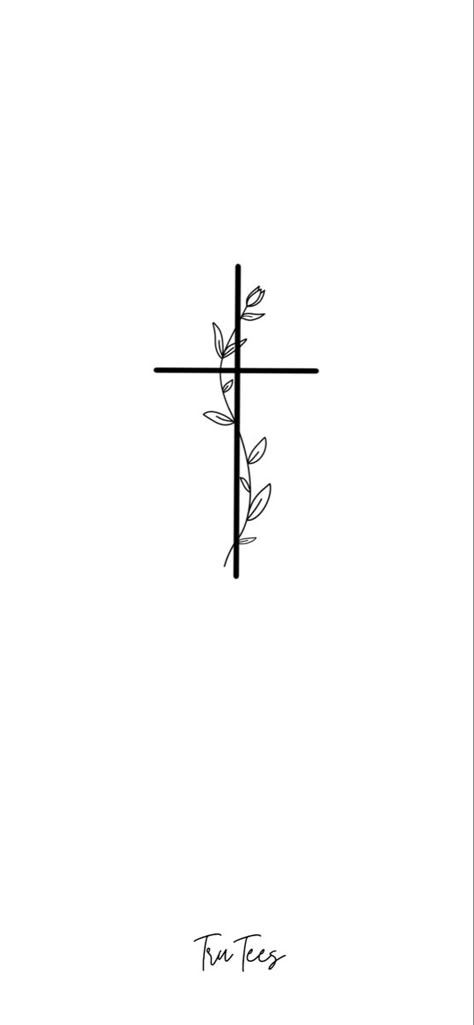 Cross With Leaves Tattoo, Cute Cross Drawing, Cross With Olive Branch Tattoo, Simple Cross Drawing, Cross Tattoos For Women Ankle, Henna Cross Designs, Minimalistic Cross Tattoo, Small Cross With Flowers Tattoo, Small Tattoos Bible Verses