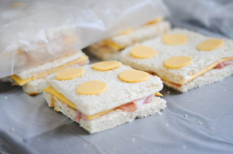 Lego Ham and Cheese Sandwiches Ham And Cheese Sandwiches, Lego Food, Lego Themed Party, Ham And Cheese Sandwich, Lego Birthday Party, Lego Birthday, Lego Party, Deli Meat, Birthday Food