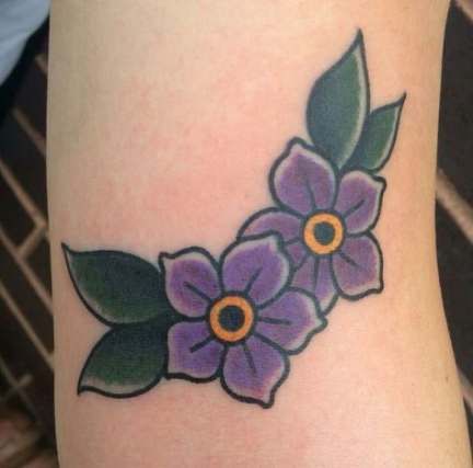 Purple Flower Tattoo, Traditional Mandala Tattoo, Pansy Tattoo, Purple Flower Tattoos, Violet Flower Tattoos, Violet Tattoo, Purple Tattoos, Traditional Tattoo Flowers, Traditional Tattoo Sleeve