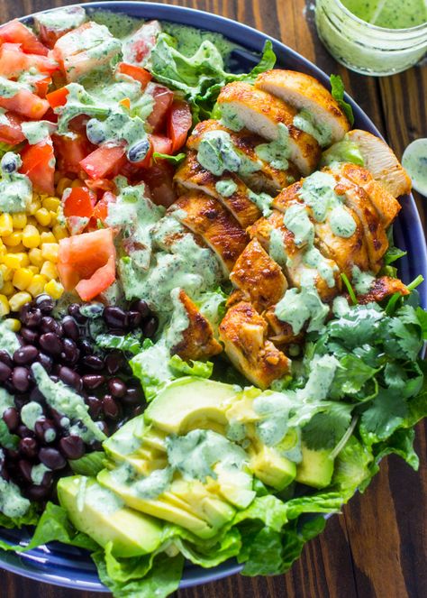 Southwestern Chicken Salad with Creamy Cilantro Dressing Chicken Salad Dressing Recipe, Southwestern Chicken Salad, Chicken Salad Dressing, Creamy Cilantro Dressing, Salad Kale, Southwestern Chicken, Salad With Chicken, Cilantro Dressing, Salad Dressing Recipe