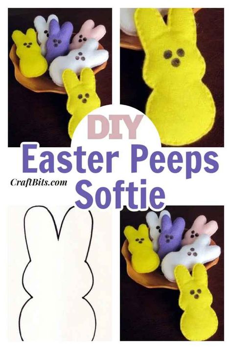 10 Minute Fleece Bunny, Diy Peeps Plush, Peeps Crafts Projects, Easter Sewing Crafts Free Pattern, Peeps Template, Felt Bunny Pattern Free, Felt Bunny Pattern, Chevron Blankets, Bunny Crafts For Kids