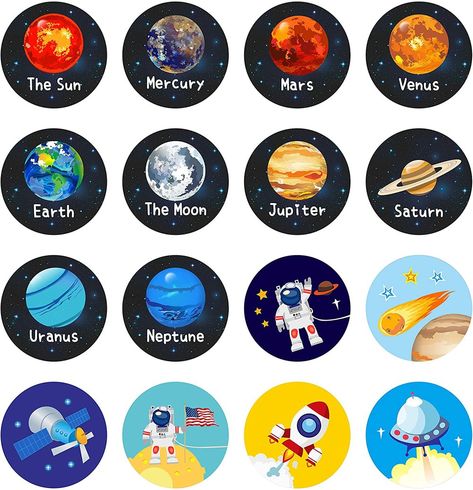 Coffee with Charlotte Space Cupcake Toppers Free Printable, Planet Stickers, Student Stickers, Space Cupcakes, Universe Planets, Planet Crafts, Cupcake Toppers Free, Planet Vector, Stickers School