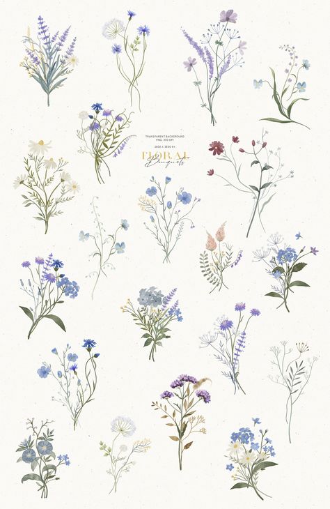 Wildflowers Watercolor, Wildflower Drawing, Diy Canvas Art Easy, Shape Collage, Flower Drawing Tutorials, Print Design Art, Diy Watercolor Painting, Graphic Poster Art, Floral Drawing