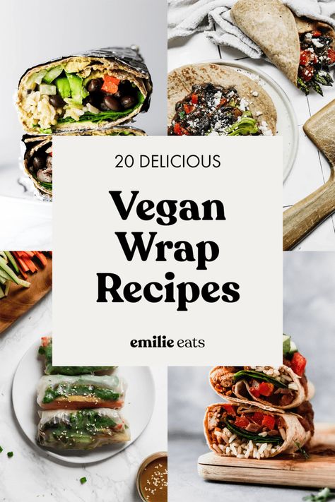 Vegan Wraps: 20 Recipes for Easy Healthy Lunch Ideas – Emilie Eats Plant Based Wraps Recipes, Vegan Wraps Lunch, Easy Vegan Wraps, Gluten Free Wraps Recipe, Lunch Ideas To Pack, Vegan Barbeque, Easy Healthy Lunch Ideas, Tofu Wrap, Wraps Vegan