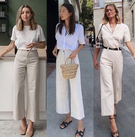 Cream Jeans Outfit, Wide Leg Jeans Outfit, Wide Leg Pants Outfit, White Wide Leg Pants, Casual Chic Outfits, Casual Chic Outfit, Casual Work Outfits, Professional Outfits, White Outfits