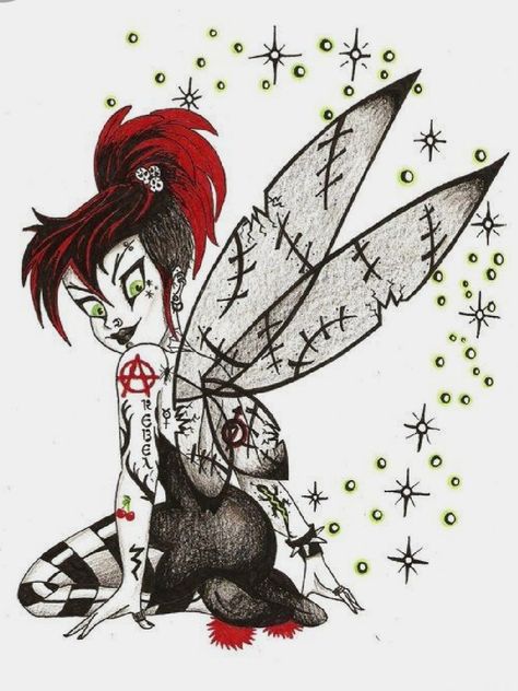 Goth Fairy Drawing, Creepy Disney Drawings, Dark Disney Tattoo, Creepy Disney, Tinkerbell 3, Dark Disney Art, Twisted Disney Princesses, Tinkerbell Pictures, Goth Disney