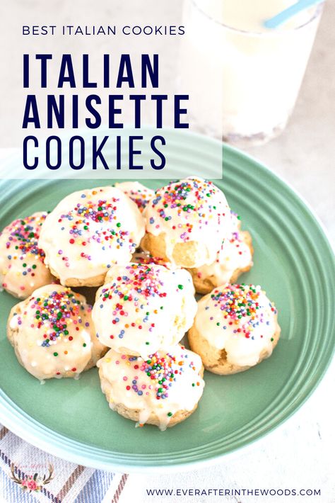 The Best Recipe for Italian Anise Cookies - Ever After in the Woods Anise Seed Cookies, Italian Anisette Cookies, Anise Cookie Recipe, Anisette Cookies, Italian Anise Cookies, Italian Cookie Recipe, Italian Christmas Cookie Recipes, Cookies With Sprinkles, Anise Cookies