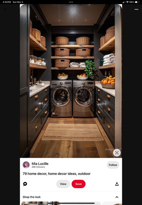 Black And Wood Laundry Room, Black And Gold Laundry Room, Wood Laundry Room, Sims 4 Room, Room Inspo, Laundry Room, Sims 4, Home Ideas, Wood