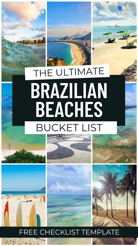 Discover Brazil's finest coastal destinations with our ultimate bucket list of the best beaches in the country! With crystal-clear waters, golden sand, and lush green landscapes, experience the ultimate tropical getaway of your dreams. Start planning your Brazilian adventure now and check off these must-visit destinations from your bucket list! Trip To Brazil, Beaches In Europe, Destination Ideas, Brazil Travel, Student Travel, Tropical Destinations, Beautiful Travel, Travel South, South America Travel