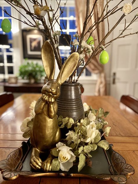 Chocolate Bunny Centerpiece, Shooters Recipes, Dessert Shooters Recipes, Shooter Recipes, Bunny Ideas, Dessert Shooters, Golden Rabbit, Chocolate Bunnies, Spring Decorating