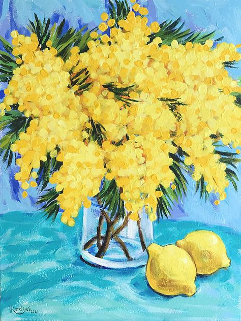 Wattle Painting, Flower Still Life, Moon Painting, Abstract Flower Painting, Flower Paintings, Acrylic Painting Techniques, Flower Artwork, Handmade Wall Art, Floral Artwork