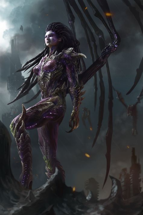 I love that the Video : Legacy of the Void cinematic trailer's Scene, and I decided to draw the Archon Kerrigan Starcraft, Queen Of Blades, Sarah Kerrigan, Demonic Creatures, Starcraft 2, Heroes Of The Storm, Ange Demon, Stars Craft, Blizzard Entertainment