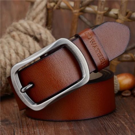 COWATHER Genuine Leather Mens Dark Brown Tie With Pin Buckle Vintage Style, 100 150cm Waist Size 30 52 From Sunnyroom, 11,91 € | DHgate.Com Men Vintage Style, Men Fashion Vintage, Casual Leather Belt, Men Coffee, Mens Belt, Bar Accessories Decor, Belts For Men, Belt For Men, Fashion Male