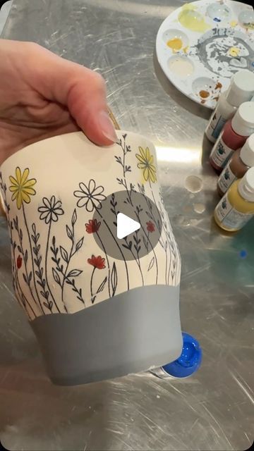 ClayShare on Instagram: "✨🌸✨Hand coloring a Ceramica Transfer wildflower design with Colors for Earth color concentrates! What are your favorite ways to add color to underglaze transfers? Learn how to make this cup shapes and to use underglaze decals with our classes on ClayShare! #madewithclayshare @ceramicatransfers @jessputnamphillips @ceramicsbypaula" Pottery Underglaze Transfers, Underglazing Pottery, Underglaze Painting On Pottery, Pottery Underglaze, Underglaze Designs, Ceramic Transfers, Surface Decorations, Cup Shapes, Ceramic Underglaze