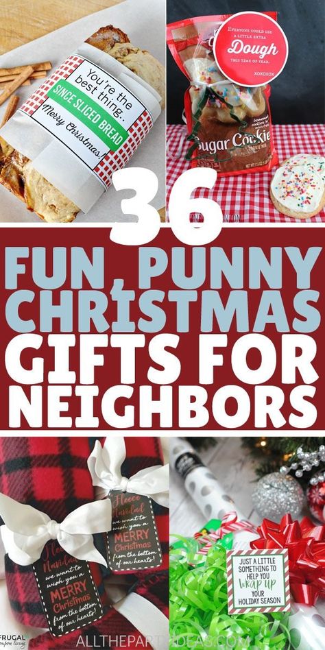 Best DIY CHRISTMAS GIFT IDEAS FOR NEIGHBORS. Cheap, inexpensive, on a budget for adults, kids, and families. Simple DIY tutorials and how-tos for handmade and homemade presents to give to friends and neighbors, like edible cookies, candies, baked desserts, non-edible treats, kitchen and bath, store bought treats, in mason jars! Good ideas that are quick to put together and take out the stress of the holidays. Great last minute ideas too and lots of free printable tags too! Clever, fun, funny. Inexpensive Christmas Gifts For Family Simple, Cheap Food Gifts For Christmas, Christmas Goodie Bags For Neighbors, Diy Friend Christmas Gift Ideas, Easy Neighbor Christmas Gifts Simple, Easy Cute Christmas Gifts, Work Christmas Party Gift Ideas, Pun Christmas Gift Ideas, Inexpensive Christmas Candy Gifts