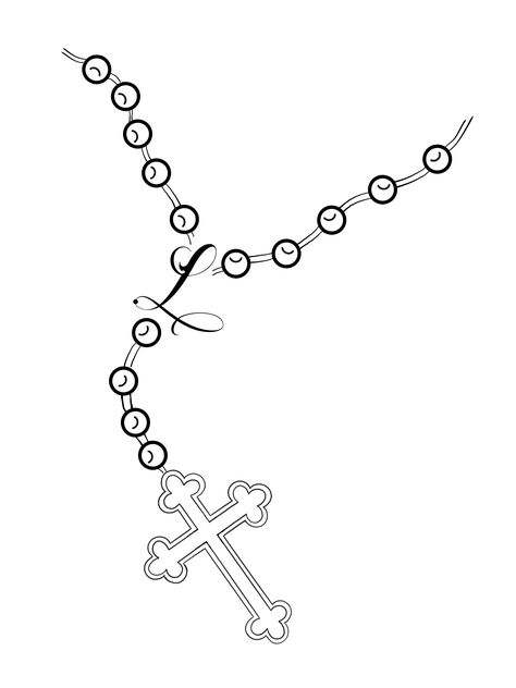 Rosary Stencil Tattoo, Rosario Tattoo Design, Rosary Outline, Rosary Tattoo Stencil, Rosary Tattoo Design, Rosary Ankle Tattoos, Rosary Drawing, Tattoo Chain, Pop Tattoo